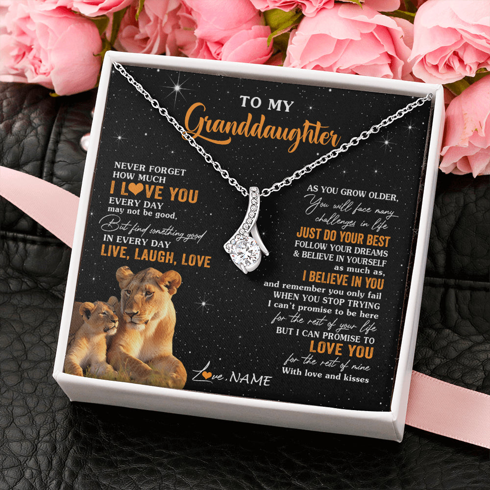 Alluring Beauty Necklace 14K White Gold Finish | 2 | Personalized To My Granddaughter Necklace From Grandma Live Laugh Love Lion Birthday Gifts Positive Graduation Christmas Customized Gift Box Message Card | teecentury