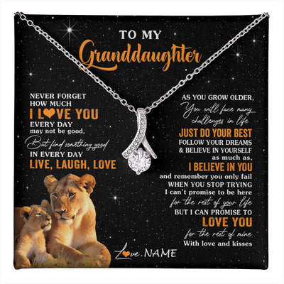 Alluring Beauty Necklace 14K White Gold Finish | 1 | Personalized To My Granddaughter Necklace From Grandma Live Laugh Love Lion Birthday Gifts Positive Graduation Christmas Customized Gift Box Message Card | teecentury
