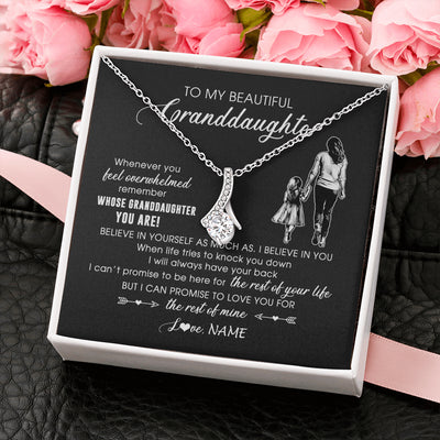 Alluring Beauty Necklace 14K White Gold Finish | 2 | Personalized To My Granddaughter Necklace From Grandma Mimi Whenever You Feel Overwhelmed Granddaughter Jewelry Birthday Christmas Customized Message Card | teecentury