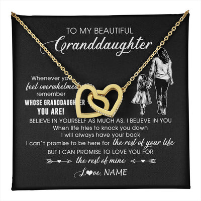 Interlocking Hearts Necklace 18K Yellow Gold Finish | 1 | Personalized To My Granddaughter Necklace From Grandma Mimi Whenever You Feel Overwhelmed Granddaughter Jewelry Birthday Christmas Customized Message Card | teecentury