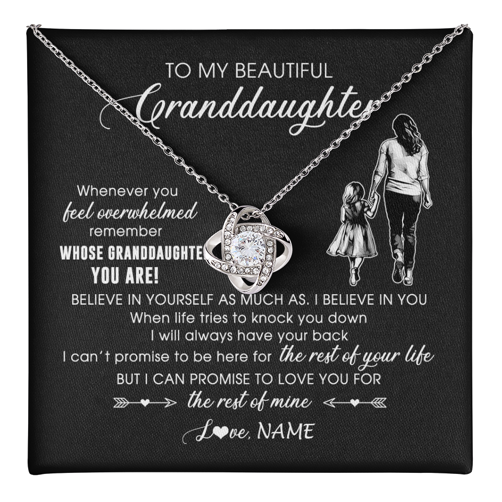 Love Knot Necklace 14K White Gold Finish | 1 | Personalized To My Granddaughter Necklace From Grandma Mimi Whenever You Feel Overwhelmed Granddaughter Jewelry Birthday Christmas Customized Message Card | teecentury