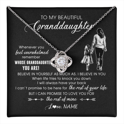 Love Knot Necklace 14K White Gold Finish | 1 | Personalized To My Granddaughter Necklace From Grandma Mimi Whenever You Feel Overwhelmed Granddaughter Jewelry Birthday Christmas Customized Message Card | teecentury