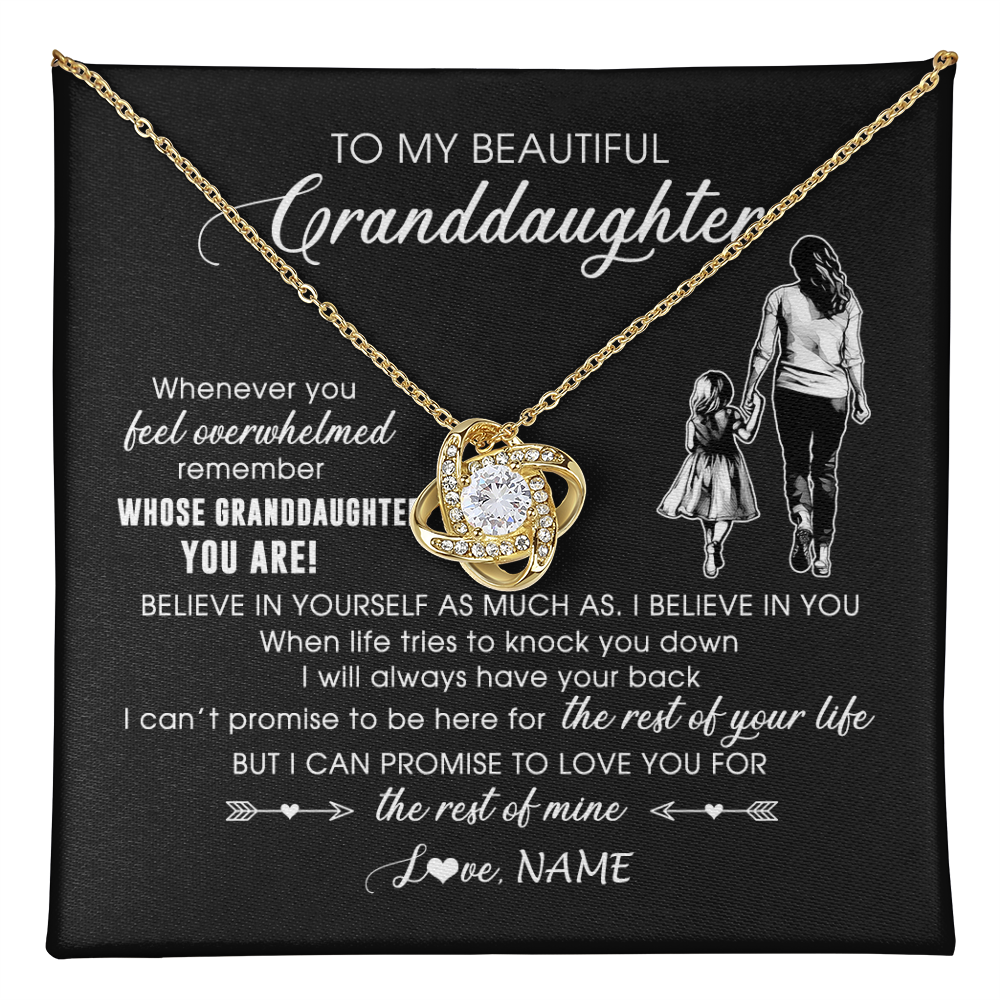 Love Knot Necklace 18K Yellow Gold Finish | 1 | Personalized To My Granddaughter Necklace From Grandma Mimi Whenever You Feel Overwhelmed Granddaughter Jewelry Birthday Christmas Customized Message Card | teecentury