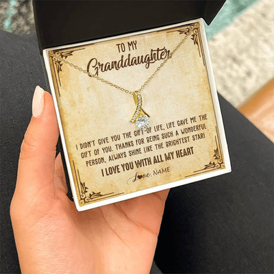 Alluring Beauty Necklace 18K Yellow Gold Finish | 2 | Personalized To My Granddaughter Necklace From Grandma Nana I Love You With All My Heart Granddaughter Birthday Christmas Customized Gift Box Message Card | teecentury