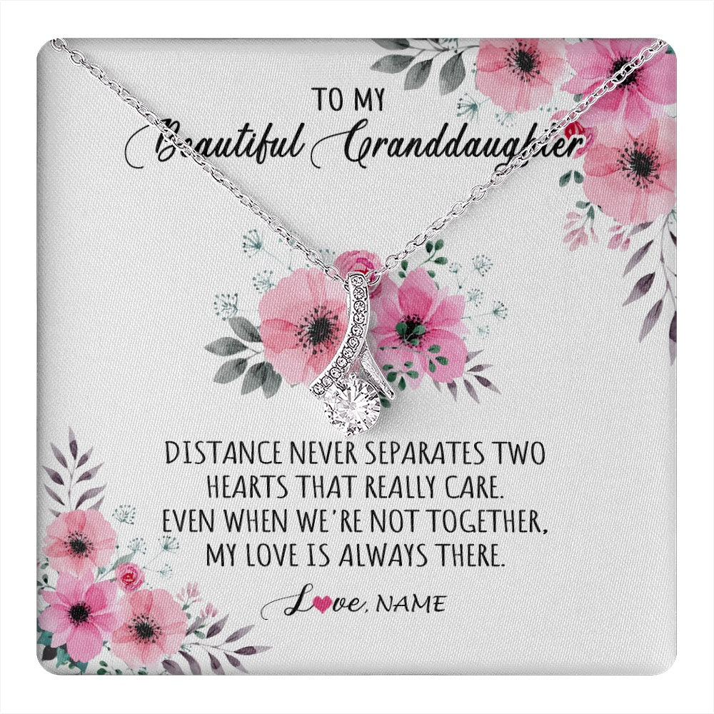 Alluring Beauty Necklace 14K White Gold Finish | 1 | Personalized To My Granddaughter Necklace From Grandma Nana My Love Is Always There Granddaughter Birthday Customized Gift Box Message Card | teecentury.myshopify