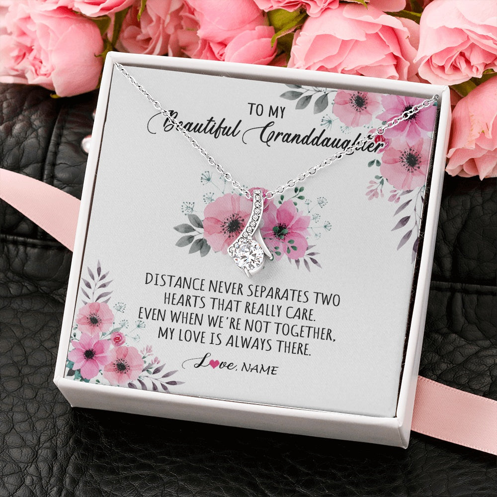 Alluring Beauty Necklace 14K White Gold Finish | 2 | Personalized To My Granddaughter Necklace From Grandma Nana My Love Is Always There Granddaughter Birthday Customized Gift Box Message Card | teecentury.myshopify