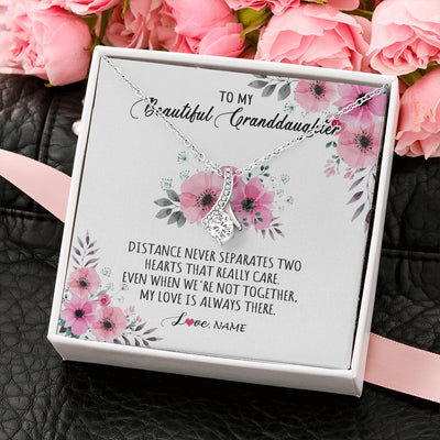 Alluring Beauty Necklace 14K White Gold Finish | 2 | Personalized To My Granddaughter Necklace From Grandma Nana My Love Is Always There Granddaughter Birthday Customized Gift Box Message Card | teecentury.myshopify