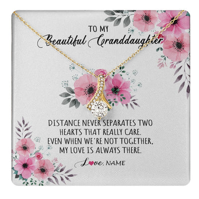 Alluring Beauty Necklace 18K Yellow Gold Finish | 1 | Personalized To My Granddaughter Necklace From Grandma Nana My Love Is Always There Granddaughter Birthday Customized Gift Box Message Card | teecentury.myshopify