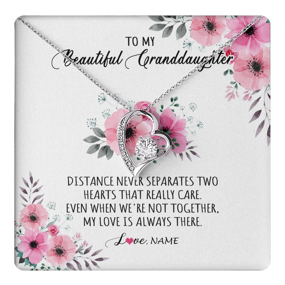 Forever Love Necklace 14K White Gold Finish | 1 | Personalized To My Granddaughter Necklace From Grandma Nana My Love Is Always There Granddaughter Birthday Customized Gift Box Message Card | teecentury.myshopify