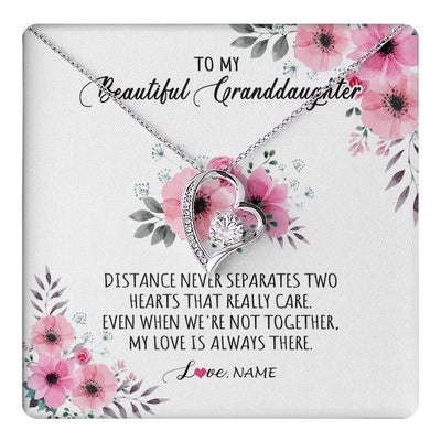 Forever Love Necklace 14K White Gold Finish | 1 | Personalized To My Granddaughter Necklace From Grandma Nana My Love Is Always There Granddaughter Birthday Customized Gift Box Message Card | teecentury.myshopify
