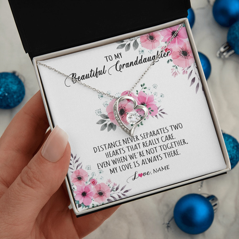 Forever Love Necklace 14K White Gold Finish | 2 | Personalized To My Granddaughter Necklace From Grandma Nana My Love Is Always There Granddaughter Birthday Customized Gift Box Message Card | teecentury.myshopify