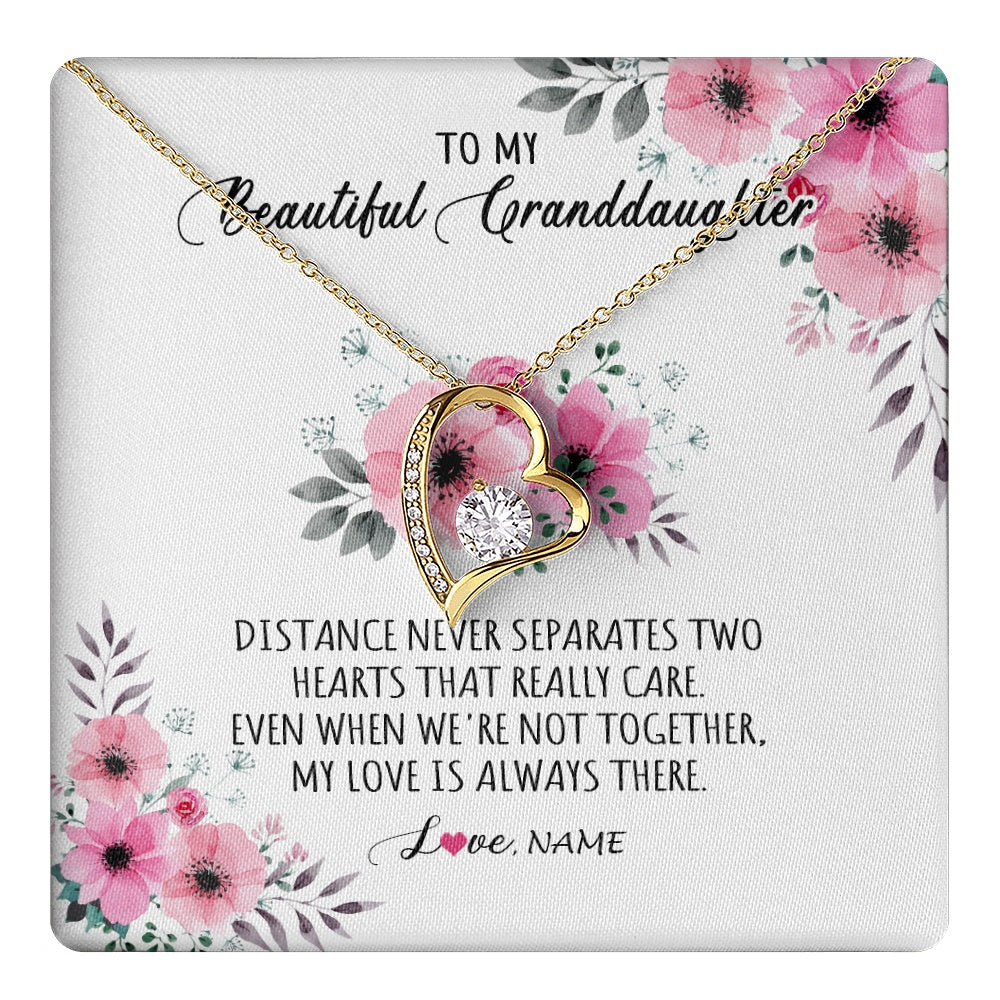 Forever Love Necklace 18K Yellow Gold Finish | 1 | Personalized To My Granddaughter Necklace From Grandma Nana My Love Is Always There Granddaughter Birthday Customized Gift Box Message Card | teecentury.myshopify