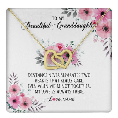 Interlocking Hearts Necklace 18K Yellow Gold Finish | 1 | Personalized To My Granddaughter Necklace From Grandma Nana My Love Is Always There Granddaughter Birthday Customized Gift Box Message Card | teecentury.myshopify