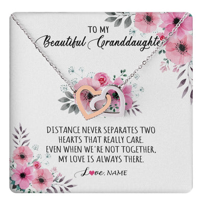 Interlocking Hearts Necklace Stainless Steel & Rose Gold Finish | 1 | Personalized To My Granddaughter Necklace From Grandma Nana My Love Is Always There Granddaughter Birthday Customized Gift Box Message Card | teecentury.myshopify