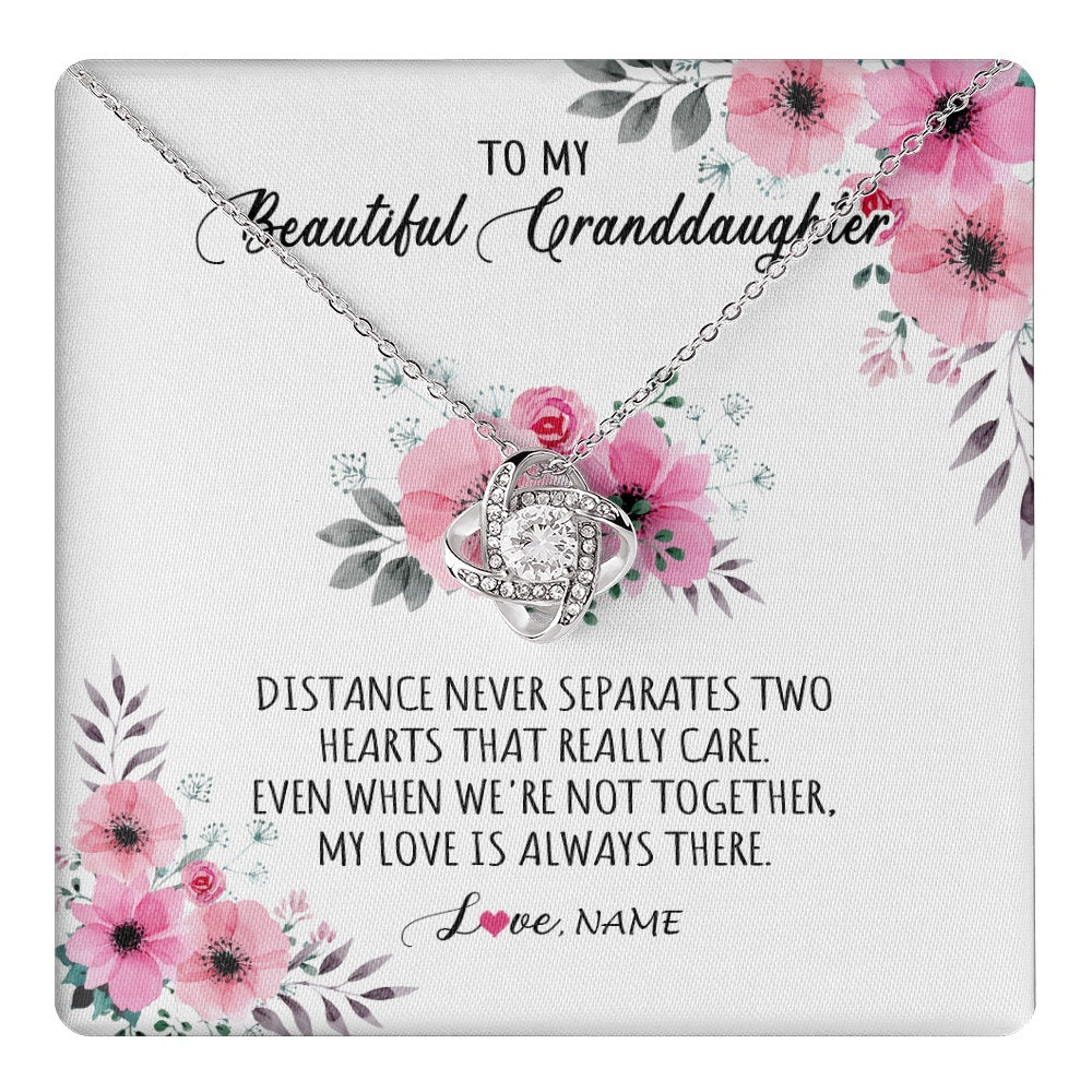 Love Knot Necklace 14K White Gold Finish | 1 | Personalized To My Granddaughter Necklace From Grandma Nana My Love Is Always There Granddaughter Birthday Customized Gift Box Message Card | teecentury.myshopify