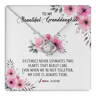 Love Knot Necklace 14K White Gold Finish | 1 | Personalized To My Granddaughter Necklace From Grandma Nana My Love Is Always There Granddaughter Birthday Customized Gift Box Message Card | teecentury.myshopify