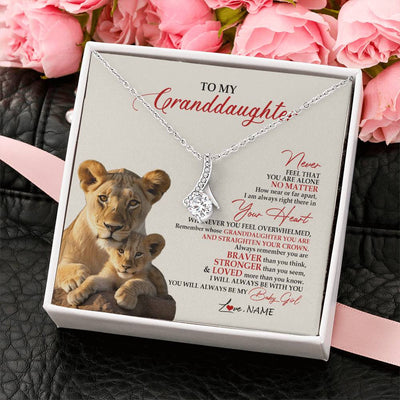 Alluring Beauty Necklace 14K White Gold Finish | 2 | Personalized To My Granddaughter Necklace From Grandma Nana Never Feel You Are Alone Lion Granddaughter Birthday Christmas Customized Gift Box Message Card.jpg | teecentury