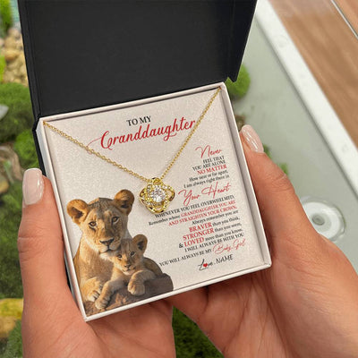 Love Knot Necklace 18K Yellow Gold Finish | 2 | Personalized To My Granddaughter Necklace From Grandma Nana Never Feel You Are Alone Lion Granddaughter Birthday Christmas Customized Gift Box Message Card.jpg | teecentury