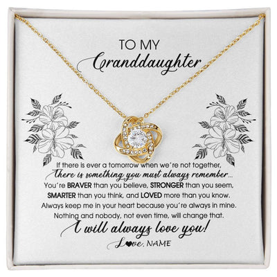Love Knot Necklace 18K Yellow Gold Finish | Personalized To My Granddaughter Necklace From Grandma Nana Papa Not Even Time Floral Granddaughter Graduation Birthday Customized Message Card | teecentury
