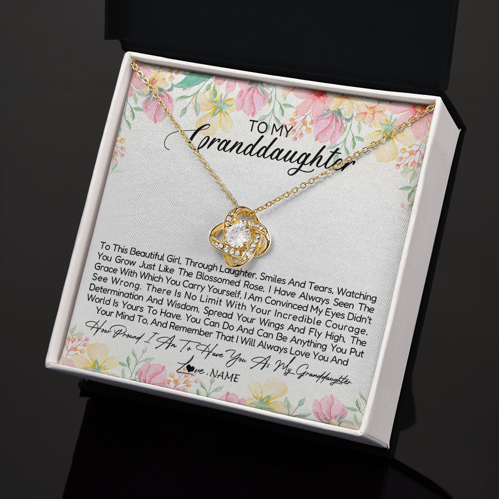 Love Knot Necklace 18K Yellow Gold Finish | 2 | Personalized To My Granddaughter Necklace From Grandma Nana To This Beautiful Granddaughter Jewelry Birthday Christmas Customized Gift Box Message Card | teecentury