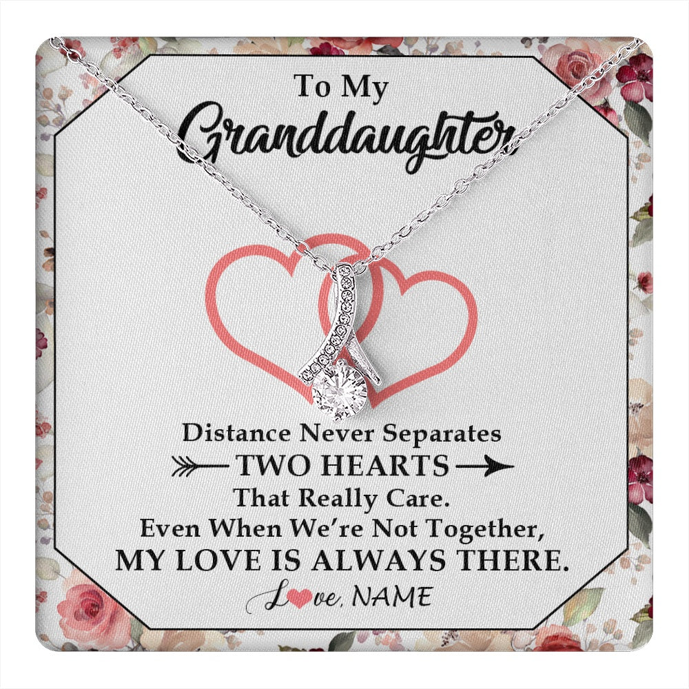 Alluring Beauty Necklace 14K White Gold Finish | 1 | Personalized To My Granddaughter Necklace From Grandma Nana Two Hearts Together Granddaughter Birthday Christmas Customized Gift Box Message Card | teecentury.myshopify