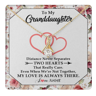 Alluring Beauty Necklace 18K Yellow Gold Finish | 1 | Personalized To My Granddaughter Necklace From Grandma Nana Two Hearts Together Granddaughter Birthday Christmas Customized Gift Box Message Card | teecentury.myshopify