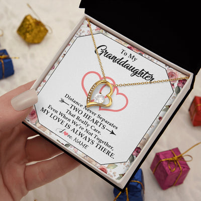 Forever Love Necklace 18K Yellow Gold Finish | 2 | Personalized To My Granddaughter Necklace From Grandma Nana Two Hearts Together Granddaughter Birthday Christmas Customized Gift Box Message Card | teecentury.myshopify