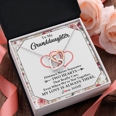 Interlocking Hearts Necklace Stainless Steel & Rose Gold Finish | 2 | Personalized To My Granddaughter Necklace From Grandma Nana Two Hearts Together Granddaughter Birthday Christmas Customized Gift Box Message Card | teecentury.myshopify