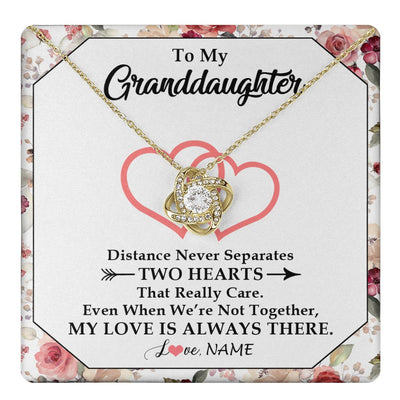 Love Knot Necklace 18K Yellow Gold Finish | 1 | Personalized To My Granddaughter Necklace From Grandma Nana Two Hearts Together Granddaughter Birthday Christmas Customized Gift Box Message Card | teecentury.myshopify