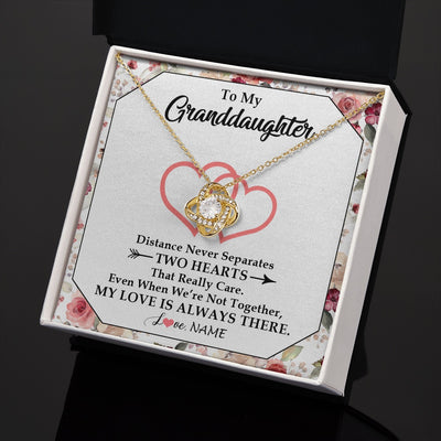 Love Knot Necklace 18K Yellow Gold Finish | 2 | Personalized To My Granddaughter Necklace From Grandma Nana Two Hearts Together Granddaughter Birthday Christmas Customized Gift Box Message Card | teecentury.myshopify