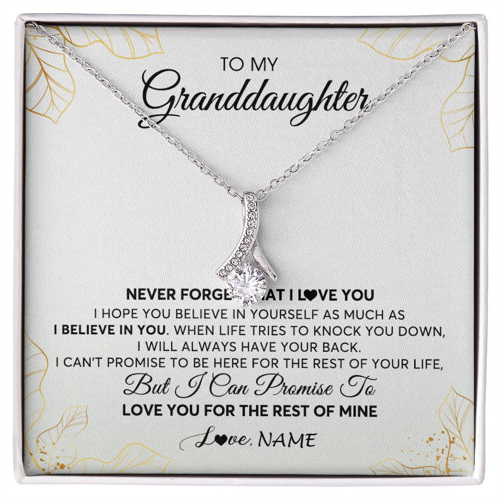 Alluring Beauty Necklace | Personalized To My Granddaughter Necklace From Grandma Never Forget That I Love You Granddaughter Birthday Christmas Customized Gift Box Message Card | teecentury
