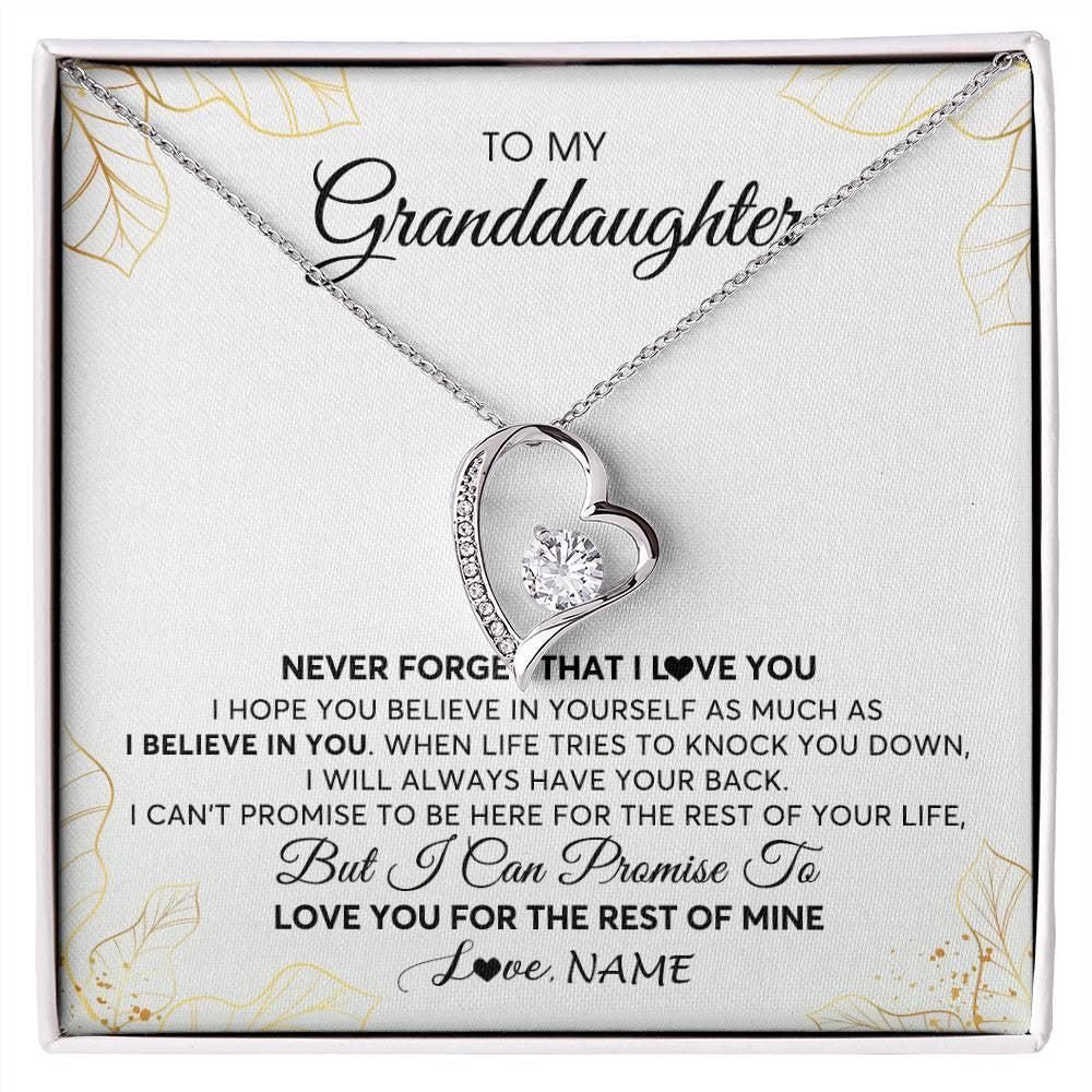 Forever Love Necklace | Personalized To My Granddaughter Necklace From Grandma Never Forget That I Love You Granddaughter Birthday Christmas Customized Gift Box Message Card | teecentury
