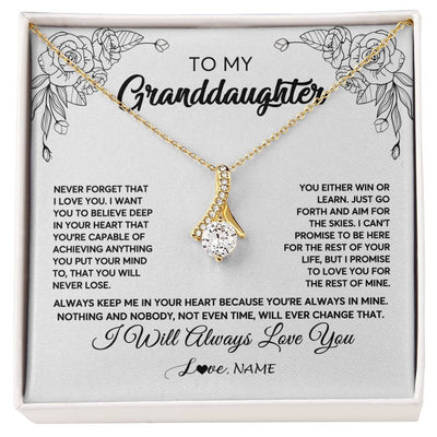 Alluring Beauty Necklace 18K Yellow Gold Finish | Personalized To My Granddaughter Necklace From Grandma Never Forget That I Love You Granddaughter Birthday Christmas Jewelry Customized Gift Box Message Card | teecentury