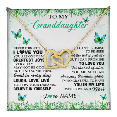 Interlocking Hearts Necklace 18K Yellow Gold Finish | 1 | Personalized To My Granddaughter Necklace From Grandma Papa Butterfly Laugh Love Live Birthday Motivational Quote Christmas Customized Gift Box Message Card | teecentury