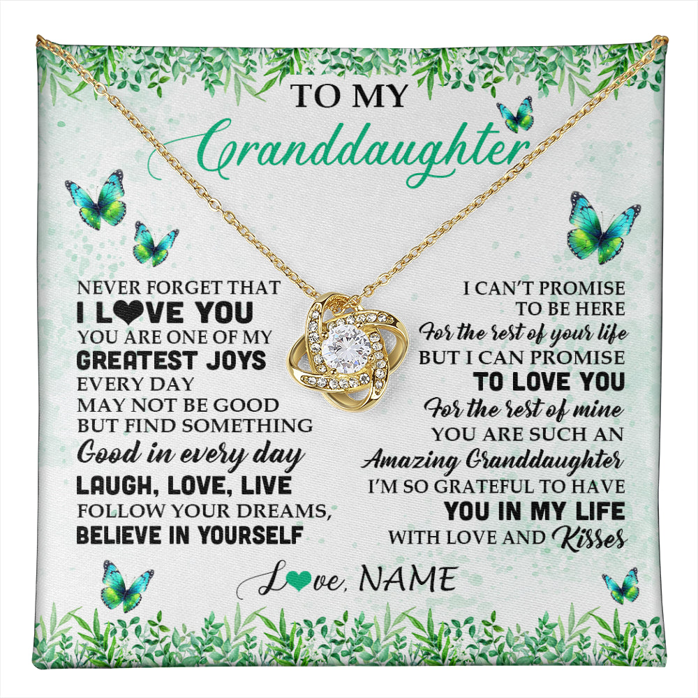 Love Knot Necklace 18K Yellow Gold Finish | 1 | Personalized To My Granddaughter Necklace From Grandma Papa Butterfly Laugh Love Live Birthday Motivational Quote Christmas Customized Gift Box Message Card | teecentury