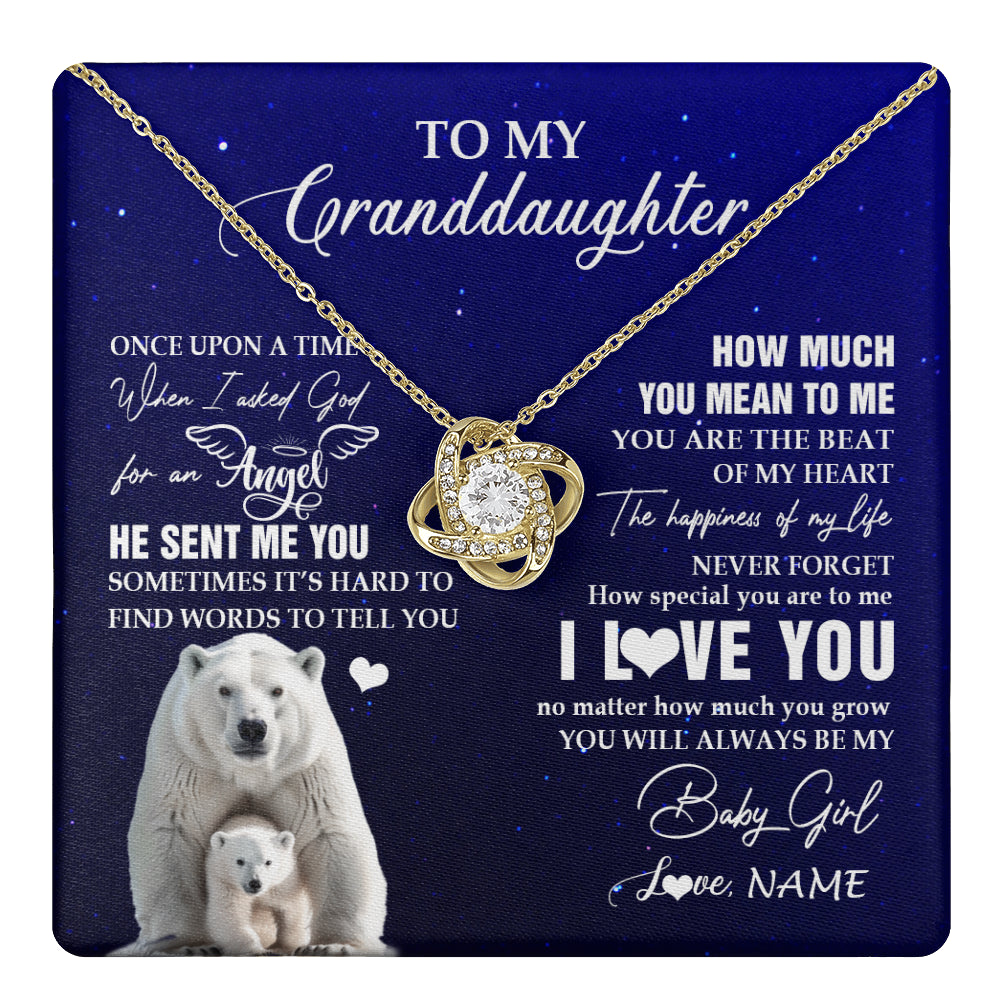 Love Knot Necklace 18K Yellow Gold Finish | 1 | Personalized To My Granddaughter Necklace From Grandma Polar Bear Never Forget I Love You Granddaughter Birthday Christmas Customized Gift Box Message Card | teecentury