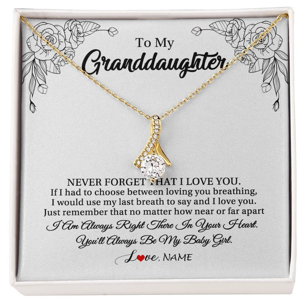 Alluring Beauty Necklace 18K Yellow Gold Finish | 1 | Personalized To My Granddaughter Necklace From Grandma Pops Never Forget That I Love You Granddaughter Birthday Christmas Customized Gift Box Message Card | teecentury