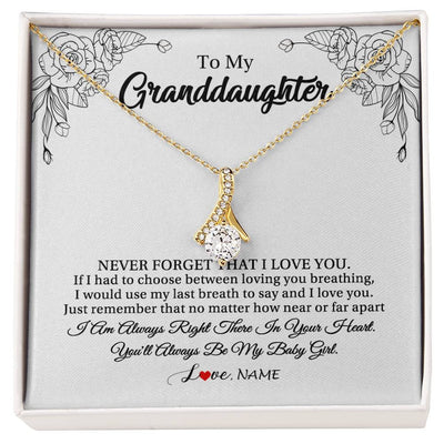 Alluring Beauty Necklace 18K Yellow Gold Finish | 1 | Personalized To My Granddaughter Necklace From Grandma Pops Never Forget That I Love You Granddaughter Birthday Christmas Customized Gift Box Message Card | teecentury