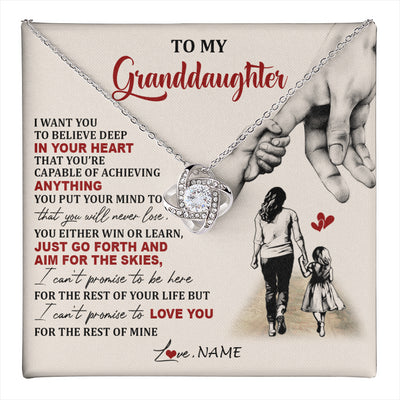 Love Knot Necklace 14K White Gold Finish | 1 | Personalized To My Granddaughter Necklace From Grandma Promise To Love You Granddaughter Birthday Graduation Christmas Customized Gift Box Message Card | teecentury