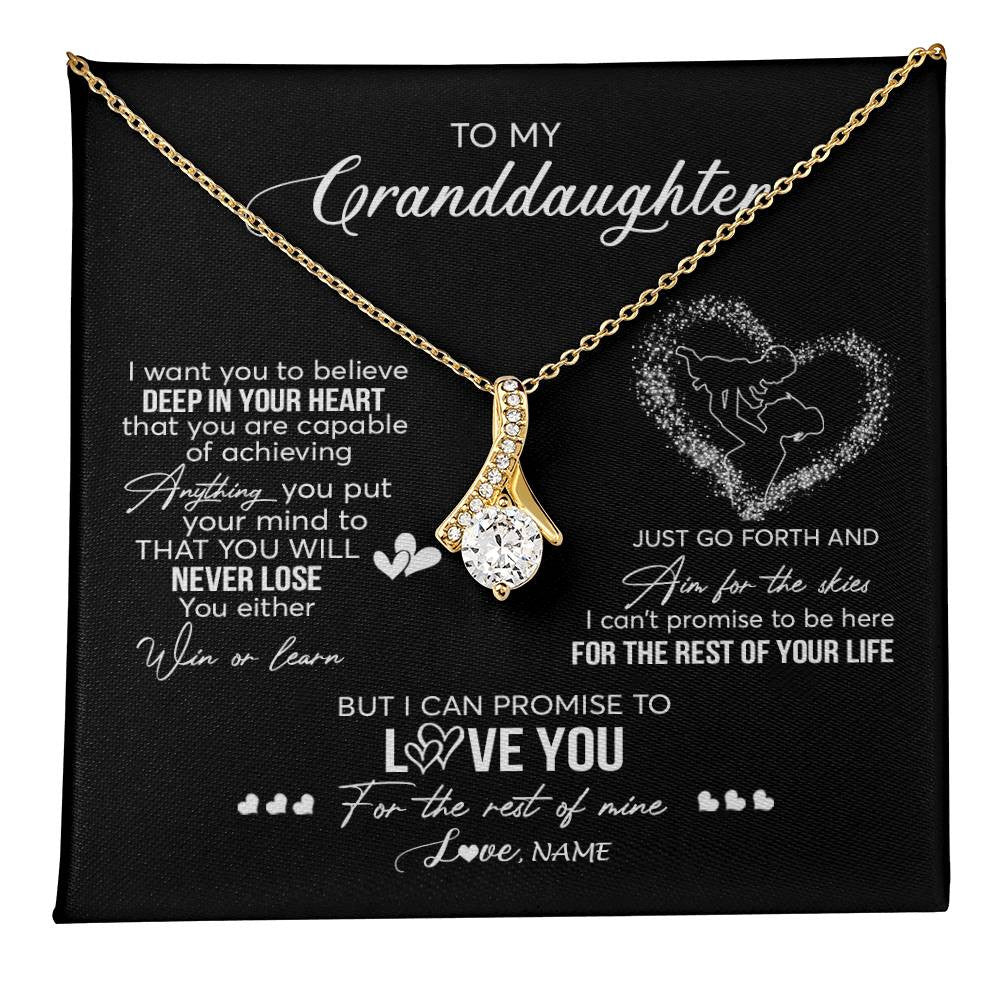 Beloved Granddaughter Necklace Gift for Girl Birthday Christmas Valentines Graduation Present Standard Box / 14K White Gold Finish