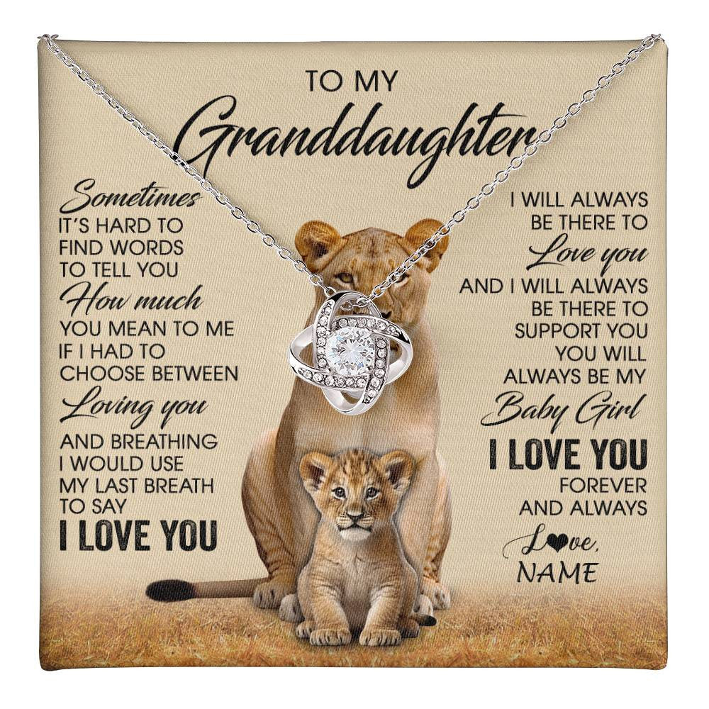 Love Knot Necklace 14K White Gold Finish | 1 | Personalized To My Granddaughter Necklace From Grandma Sometimes It's Hard Lion Granddaughter Gift Birthday Jewelry Christmas Customized Gift Box Message Card | teecentury