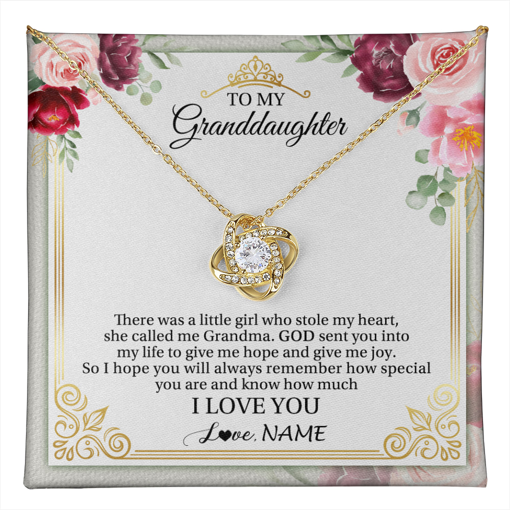 Love Knot Necklace 18K Yellow Gold Finish | 1 | Personalized To My Granddaughter Necklace From Grandma There Was A Little Girl Granddaughter Birthday Graduation Christmas Customized Gift Box Message Card | teecentury