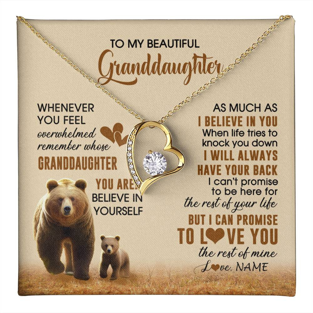 Forever Love Necklace 18K Yellow Gold Finish | 1 | Personalized To My Granddaughter Necklace From Grandma Whenever You Feel Bear Granddaughter Birthday Gifts Gifts Christmas Customized Gift Box Message Card | teecentury