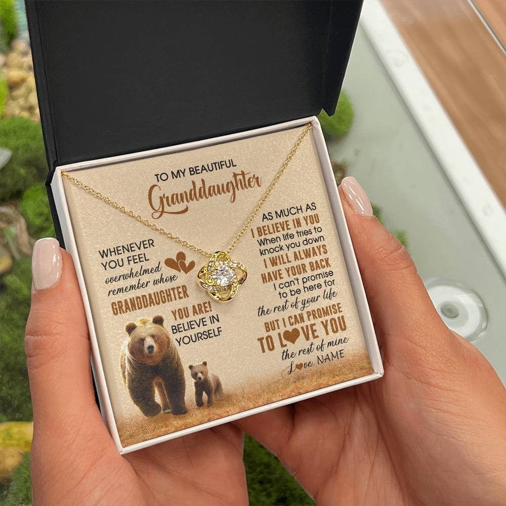 Love Knot Necklace 18K Yellow Gold Finish | 2 | Personalized To My Granddaughter Necklace From Grandma Whenever You Feel Bear Granddaughter Birthday Gifts Gifts Christmas Customized Gift Box Message Card | teecentury
