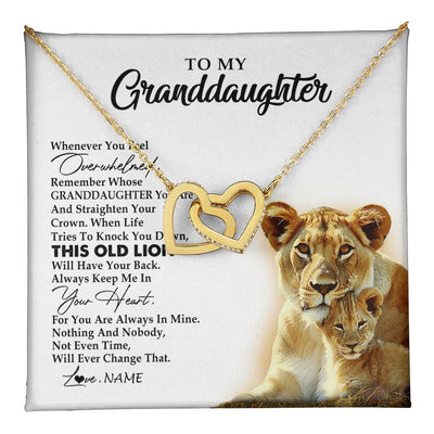Interlocking Hearts Necklace 18K Yellow Gold Finish | 1 | Personalized To My Granddaughter Necklace From Grandma Whenever You Fell Overwhelmed Lion Granddaughter Birthday Christmas Customized Gift Box Message Card | teecentury