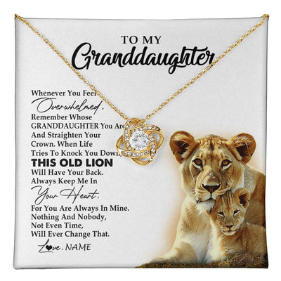 Love Knot Necklace 18K Yellow Gold Finish | 1 | Personalized To My Granddaughter Necklace From Grandma Whenever You Fell Overwhelmed Lion Granddaughter Birthday Christmas Customized Gift Box Message Card | teecentury