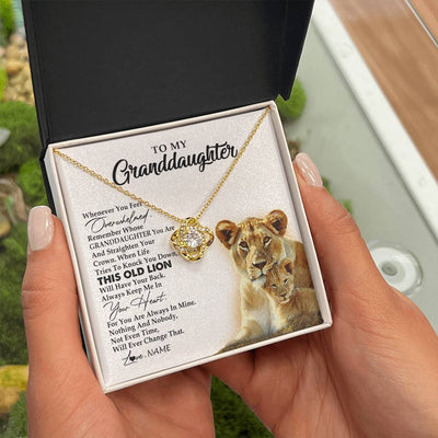 Love Knot Necklace 18K Yellow Gold Finish | 2 | Personalized To My Granddaughter Necklace From Grandma Whenever You Fell Overwhelmed Lion Granddaughter Birthday Christmas Customized Gift Box Message Card | teecentury