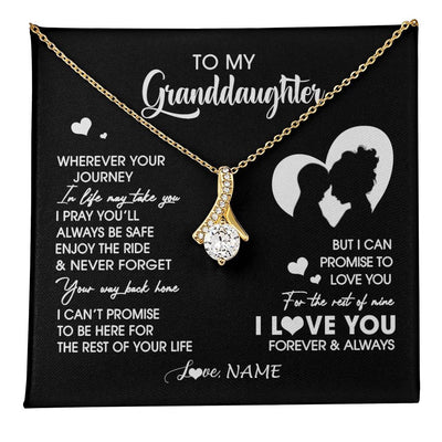 Alluring Beauty Necklace 18K Yellow Gold Finish | 1 | Personalized To My Granddaughter Necklace From Grandma Wherever Your Journey Granddaughter Birthday Gifts Graduation Christmas Customized Gift Box Message Card | teecentury