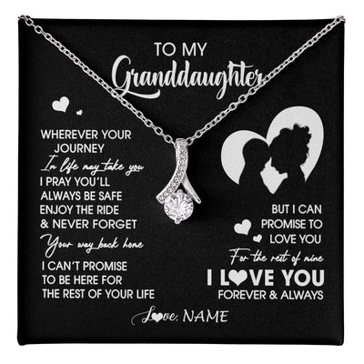 Alluring Beauty Necklace 14K White Gold Finish | 1 | Personalized To My Granddaughter Necklace From Grandma Wherever Your Journey Granddaughter Birthday Gifts Graduation Christmas Customized Gift Box Message Card | teecentury