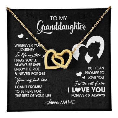 Interlocking Hearts Necklace 18K Yellow Gold Finish | 1 | Personalized To My Granddaughter Necklace From Grandma Wherever Your Journey Granddaughter Birthday Gifts Graduation Christmas Customized Gift Box Message Card | teecentury